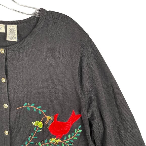 Womens Cardigan XL Embroidered Cardinal Whimsical Granniecore Grandma Modest - Picture 5 of 12